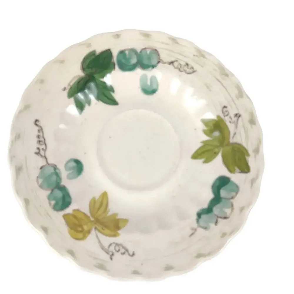 Vtg Metlox Vernonware VINEYARD Divided Jelly Dish Cup & Saucer Set Grapes Leaves